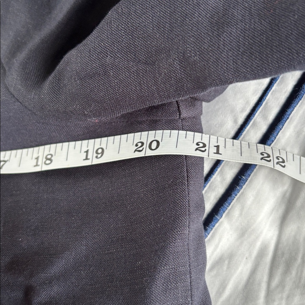 Navy Button-Front 3/4 Sleeve linen blend lined jacket. - Picture 11 of 16